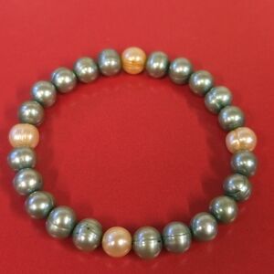 Green and Peach Freshwater Pearl Bracelet